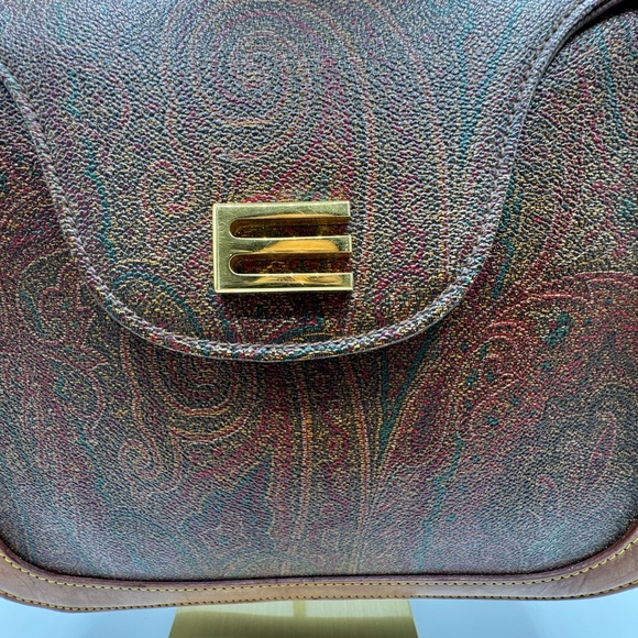 ETRO Milano Paisley Hand Bag PVC Leather Brown Auth# 0729889 - Picture 5 of 15